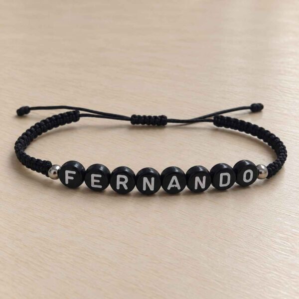Manilla Nombre Personalizada Negra Artesanal 1