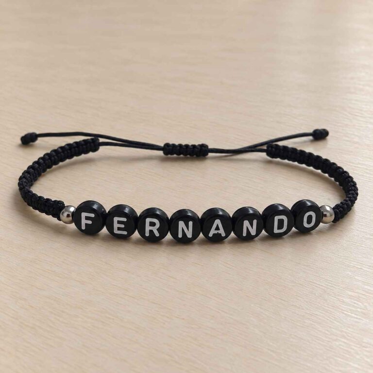 Manilla Nombre Personalizada Negra Artesanal 1